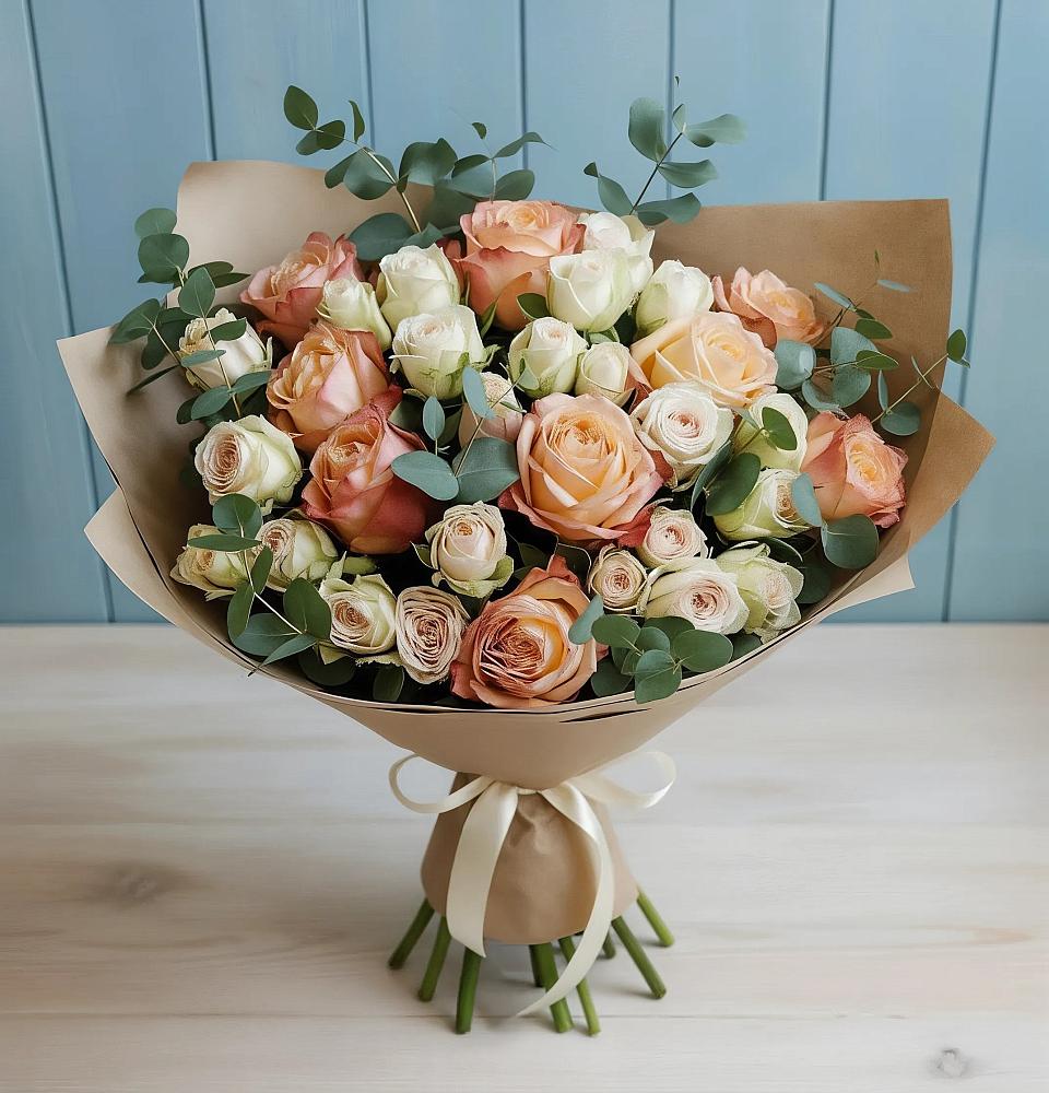 Букет цветов из: Альстромерии и Розы в Валдае