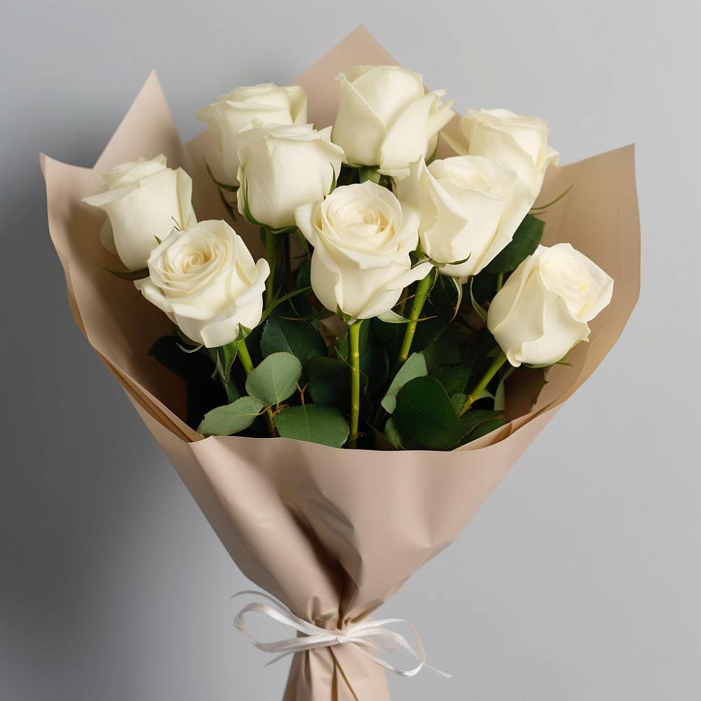 Букет 9 Белых роз Эдлесс Лав в Валдае