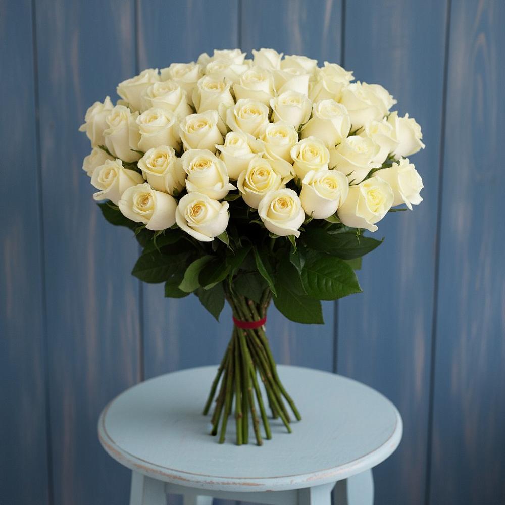 Букет 51 Белая роза Эдлесс Лав в Валдае