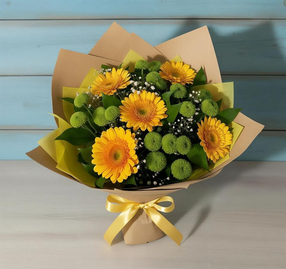 Букет цветов из: Герберы и Хризантемы в Валдае