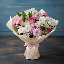 Букет цветов из:  Хризантемы, Альстромерии и Розы #REPLACE_PRED# Валдае