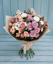 Букет цветов из:  Хризантемы, Розы и Альстромерии в Валдае