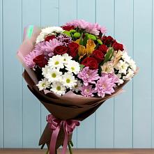 Букет цветов из:  Розы, Хризантемы и Альстромерии #REPLACE_PRED# Валдае